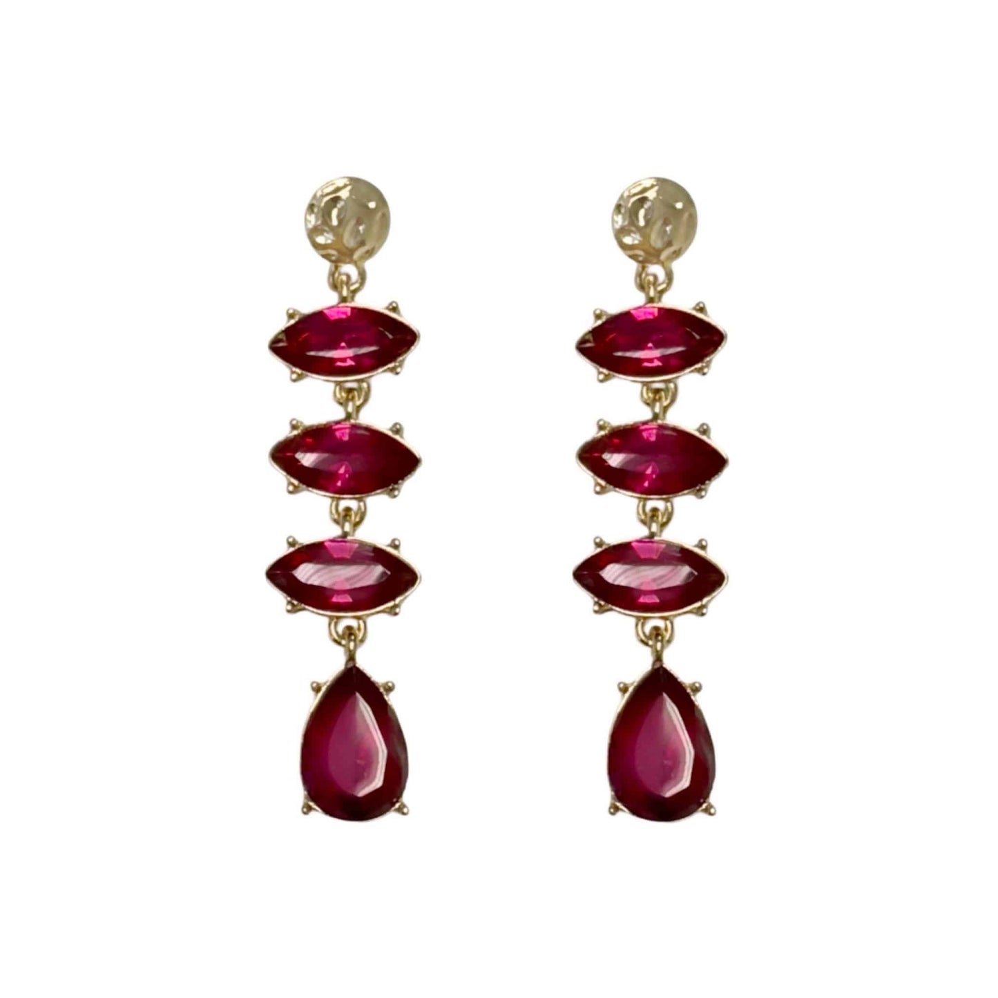 Raspberry Pink & Gold Drop Earrings