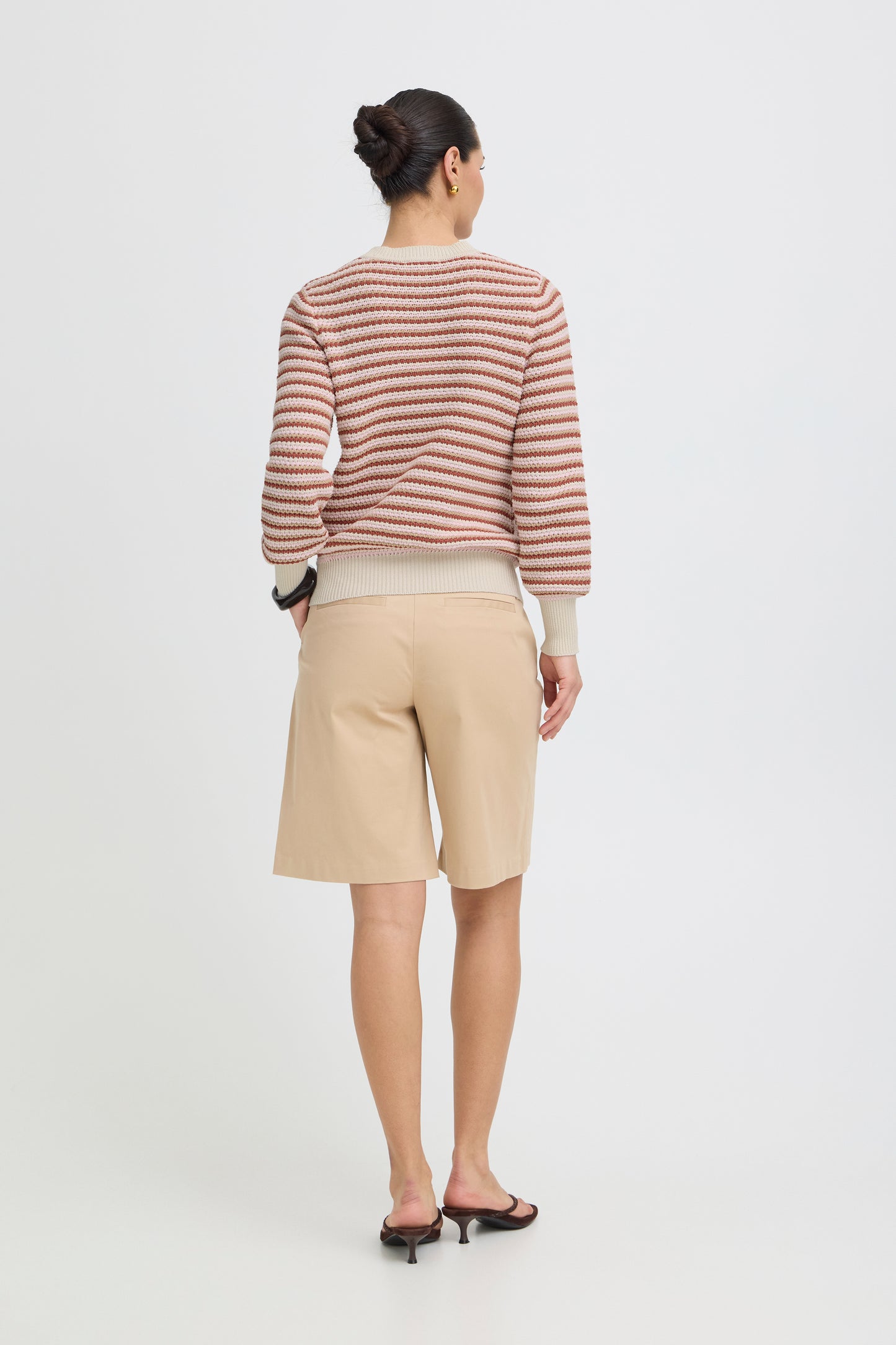 B.Young BYMAGIO Pink Stripe Open Neck Jumper 20818683