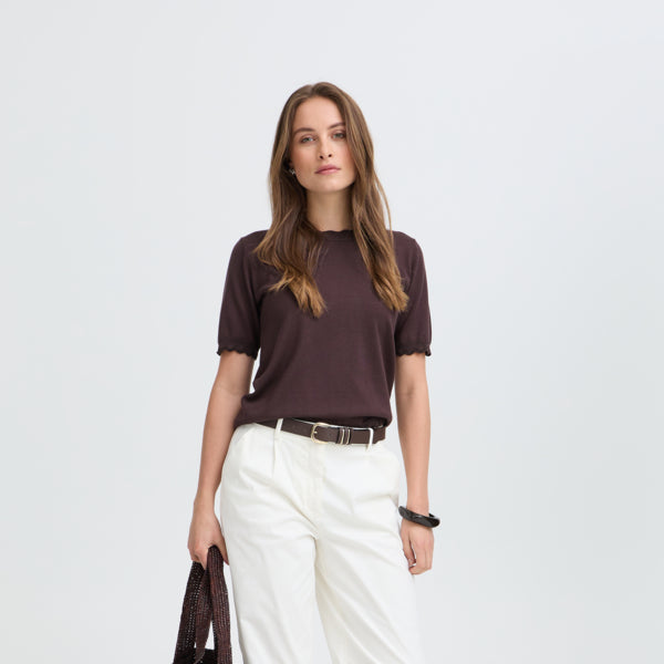 B.Young Bymmorla Lurex Pullover Short Sleeve Jumper