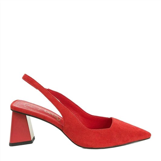 Betsy Red Suede Effect Court Shoe