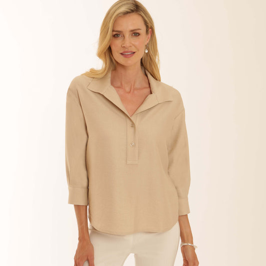 Pomodoro 22605 Solid 3/4 Sleeve Popover Top