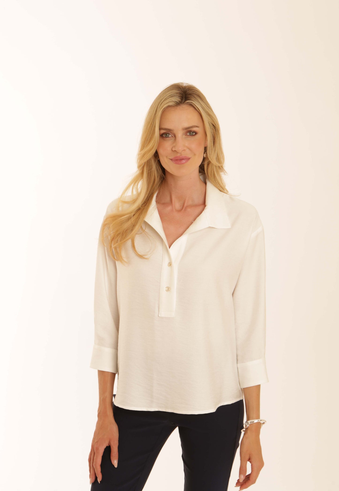 Pomodoro 22605 Solid 3/4 Sleeve Popover Top