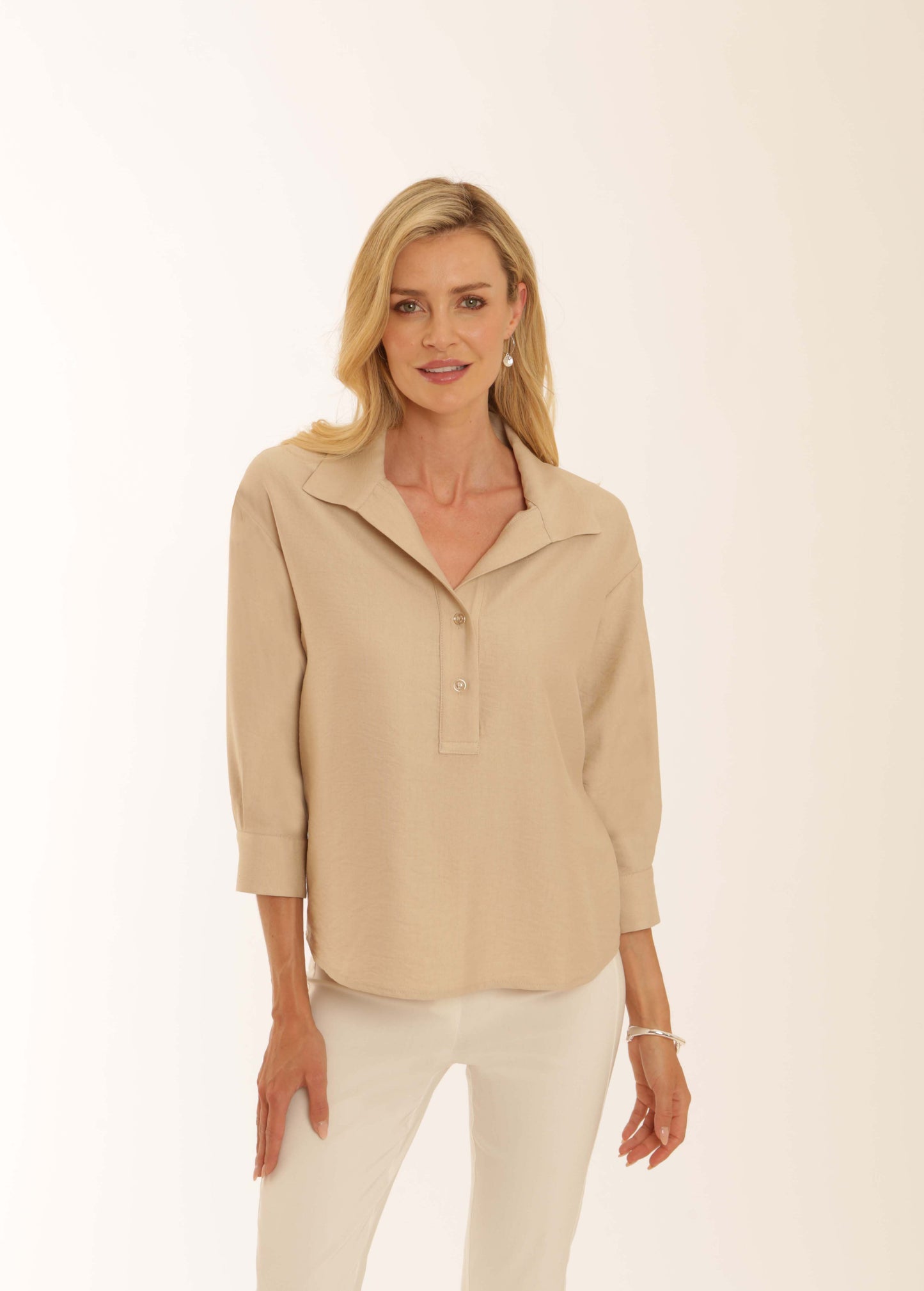 Pomodoro 22605 Solid 3/4 Sleeve Popover Top