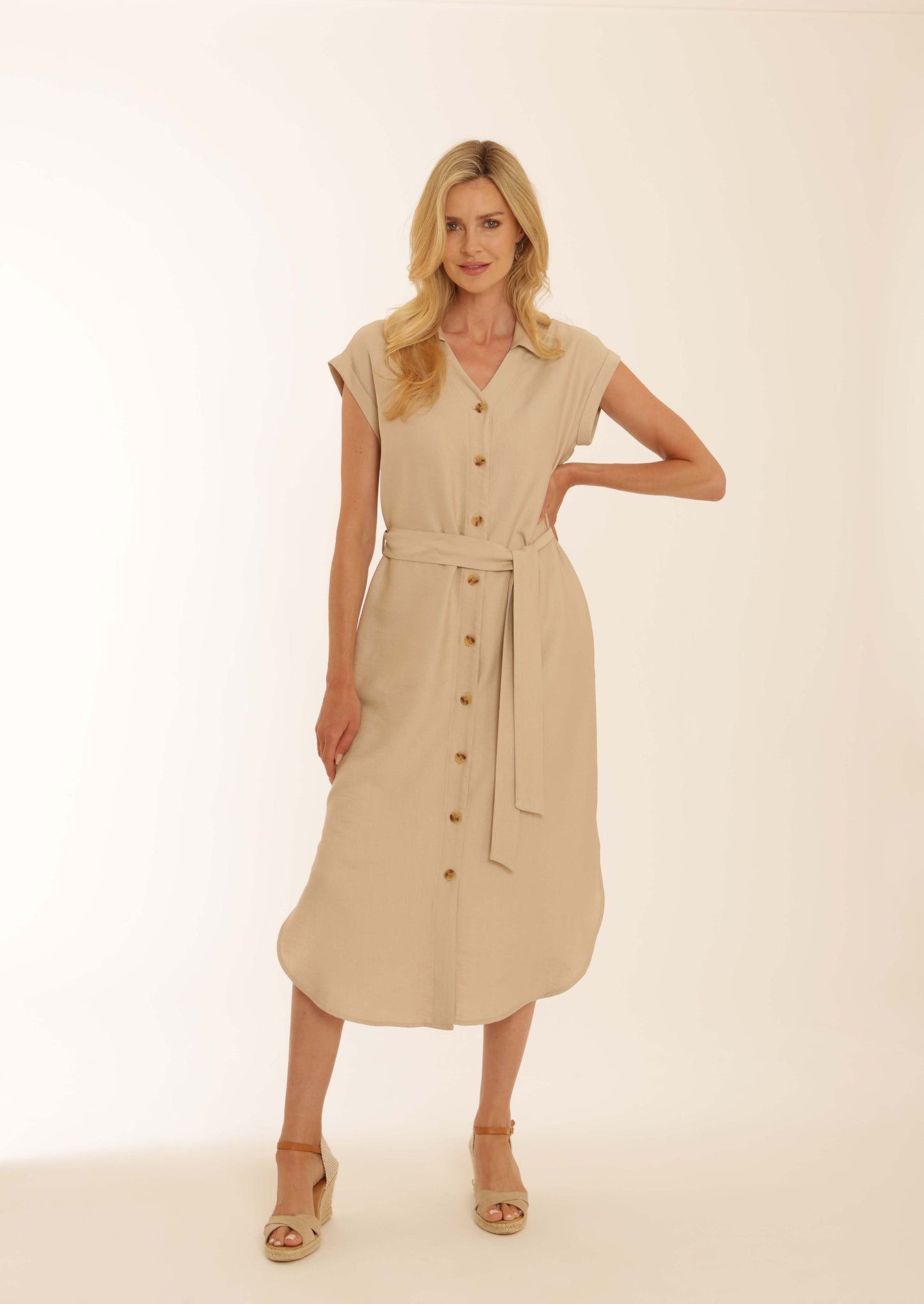 Pomodoro 22611 Solid Shirt dress