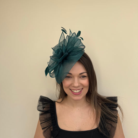 J Bees JB18/097 Forest Teal Fascinator