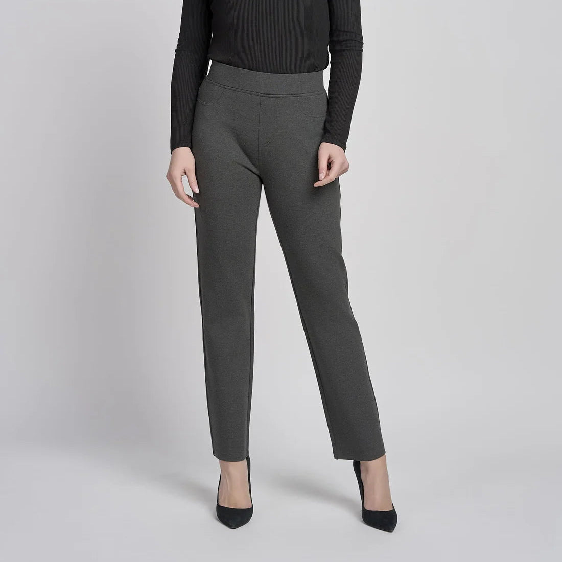 Pinns 280T Charcoal Ponte Jean Style Pull Up Trousers