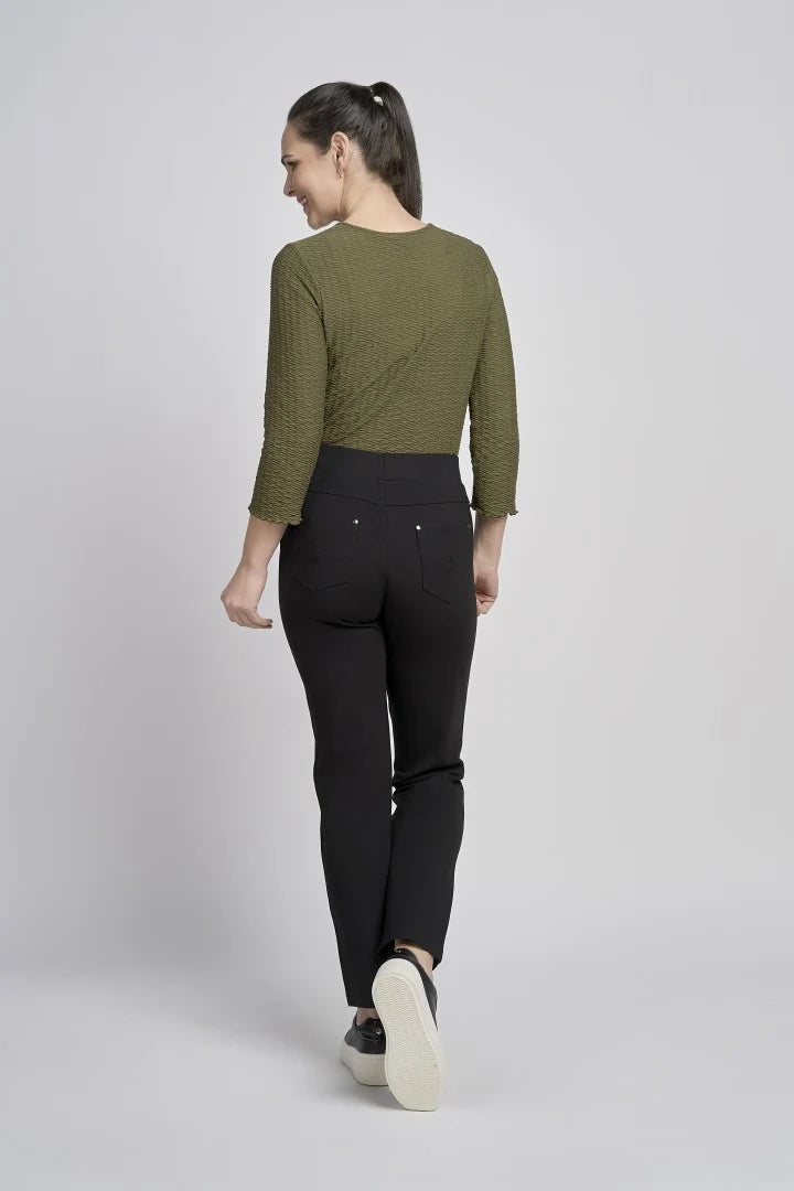 Pinns 280T Black Ponte Jean Style Pull Up Trousers