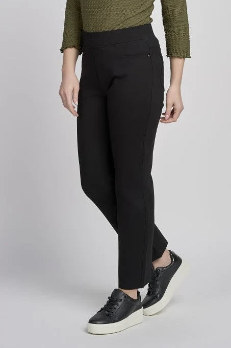 Pinns 280T Black Ponte Jean Style Pull Up Trousers