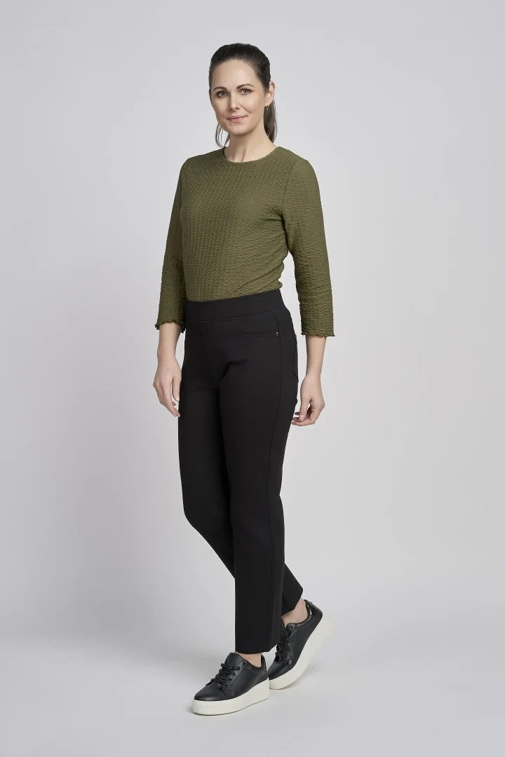 Pinns 280T Black Ponte Jean Style Pull Up Trousers