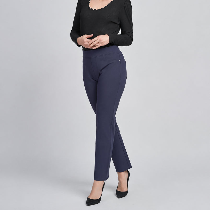 Pinns 280T Navy Blue Ponte Jean Style Pull Up Trousers