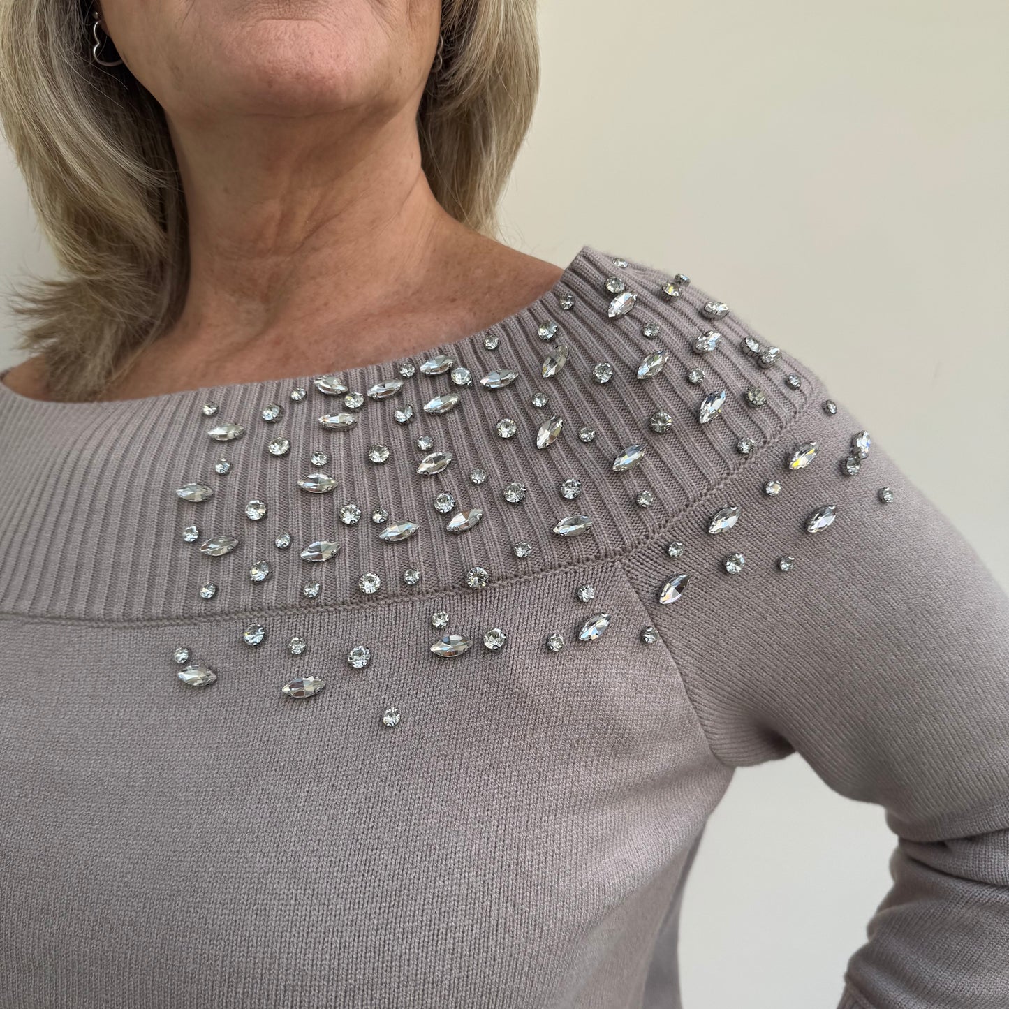 Malissa J WF2541 Bardot Neck Jumper with Sparkle