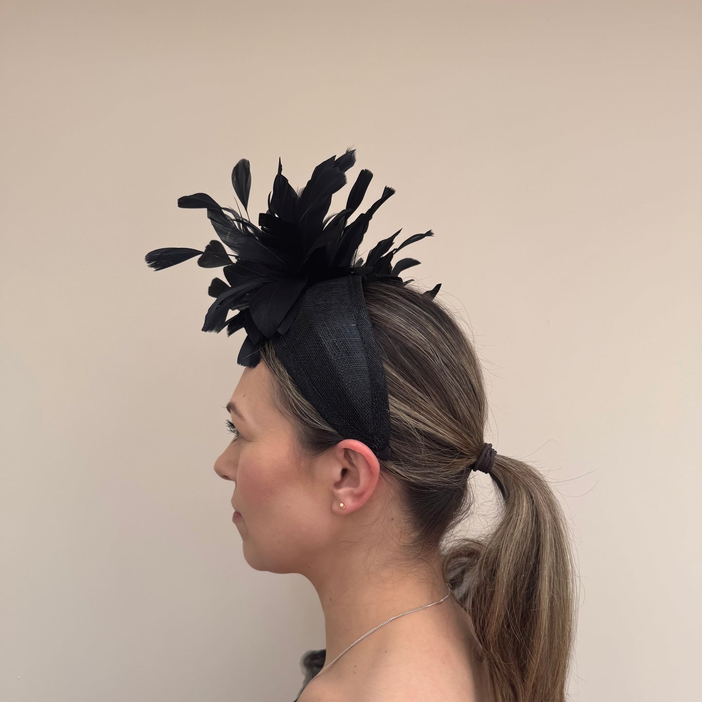 J Bees JB26/107 Black Feather Headband Fascinator
