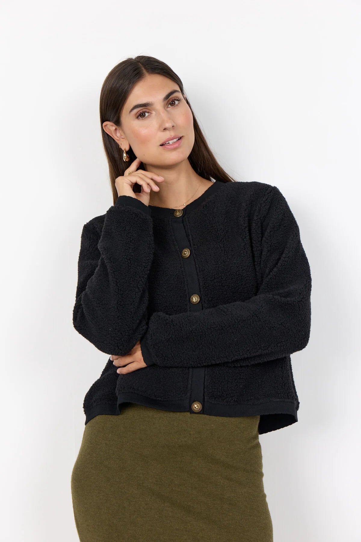 Soyaconcept AW25 Onyx 7 Sherpa Cropped Jacket