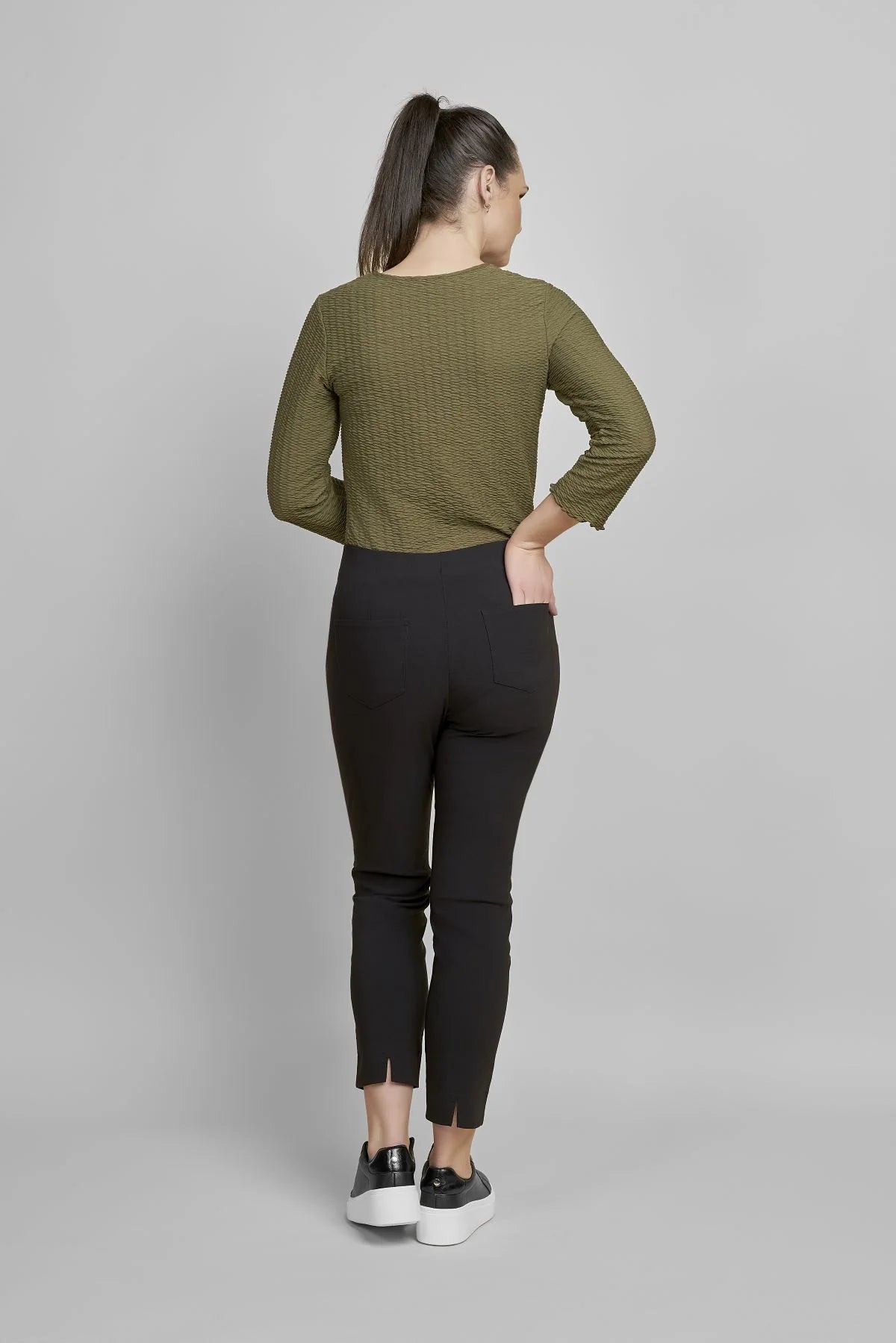 Pinns 302CT Black Slim Leg Bengaline Ankle Grazer with Back Split