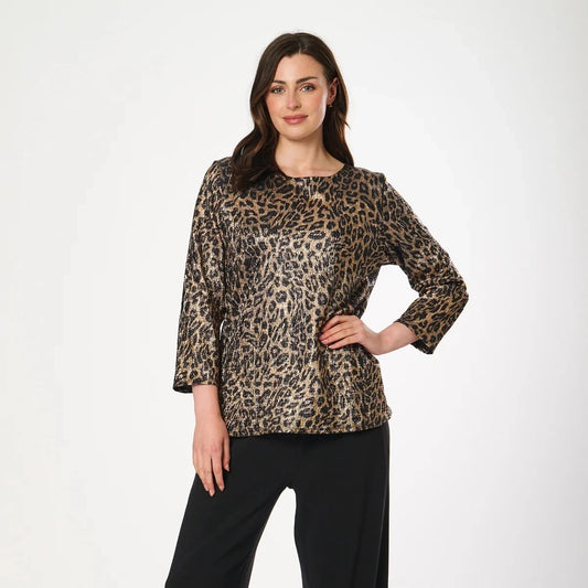 Saloos Black and Gold Glitter Top