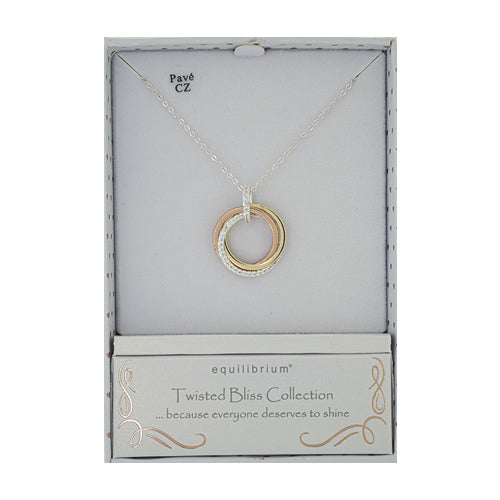 Equilibrium AW25 359151 Twisted bliss three tone Necklace Gold