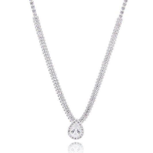 Equilibrium 359375 Bling Oppulent Tear Drop Silver Plated Necklace