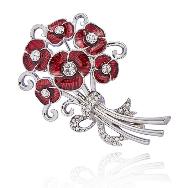 Equilibrium 359423 Red Poppy Bouquet Brooch