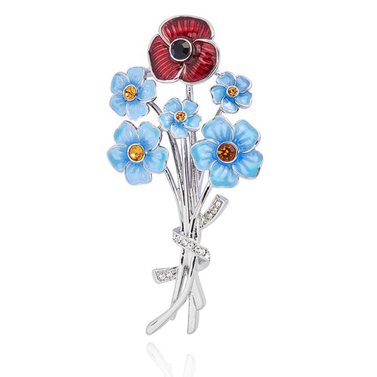 Equilibrium 359426 Forget Me Not & Poppy Brooch Multi