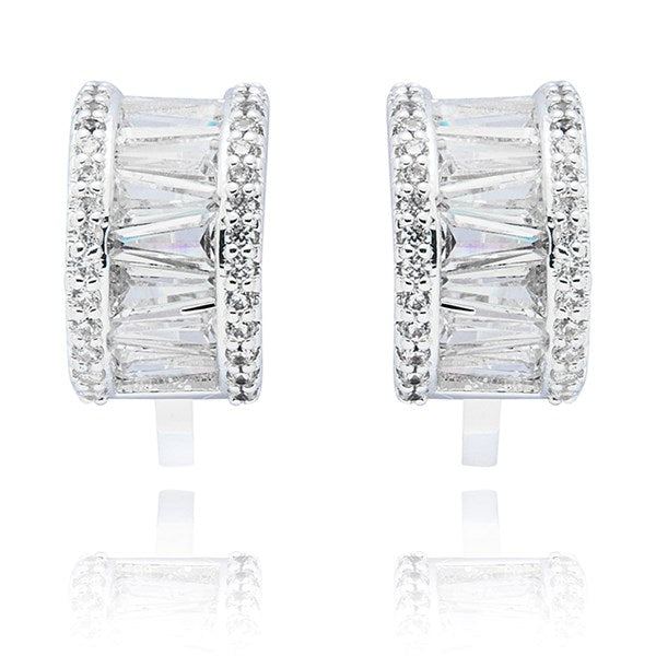 Equilibrium 359533 Baguette Hoop Clip On Earrings