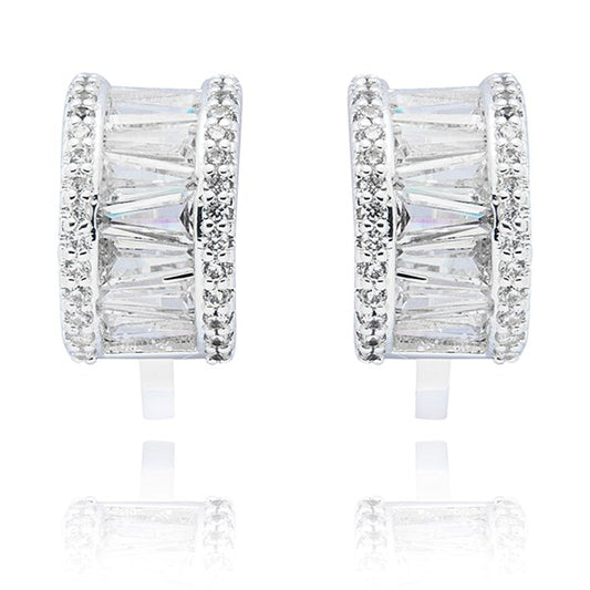 Equilibrium 359533 Baguette Hoop Clip On Earrings