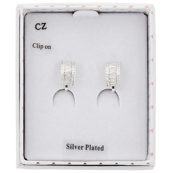 Equilibrium 359533 Baguette Hoop Clip On Earrings