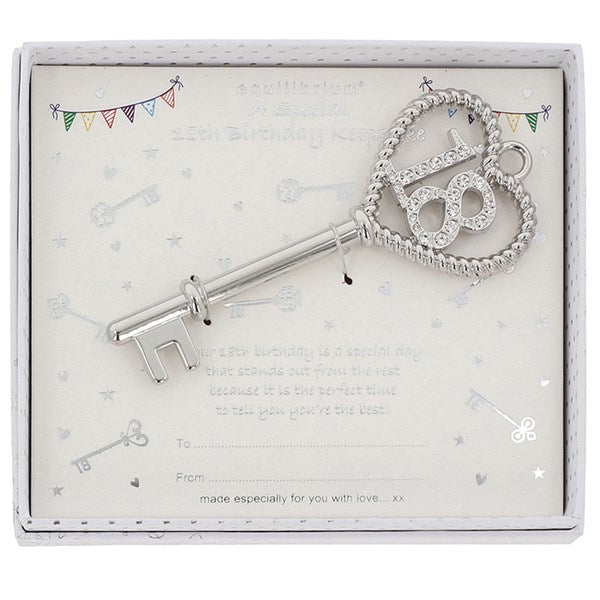 Equilibrium 359640 Rope Effect Heart 18th Key boxed gift Silver
