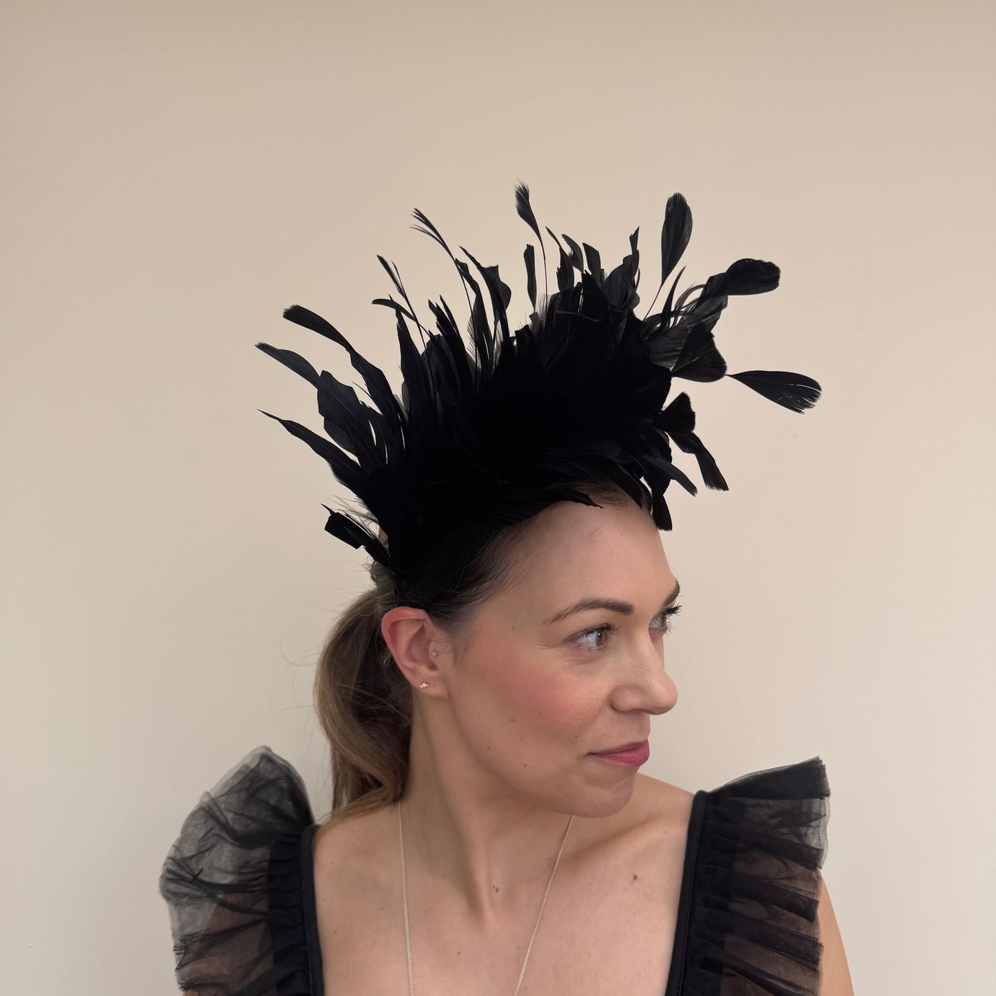 J Bees JB26/107 Black Feather Headband Fascinator