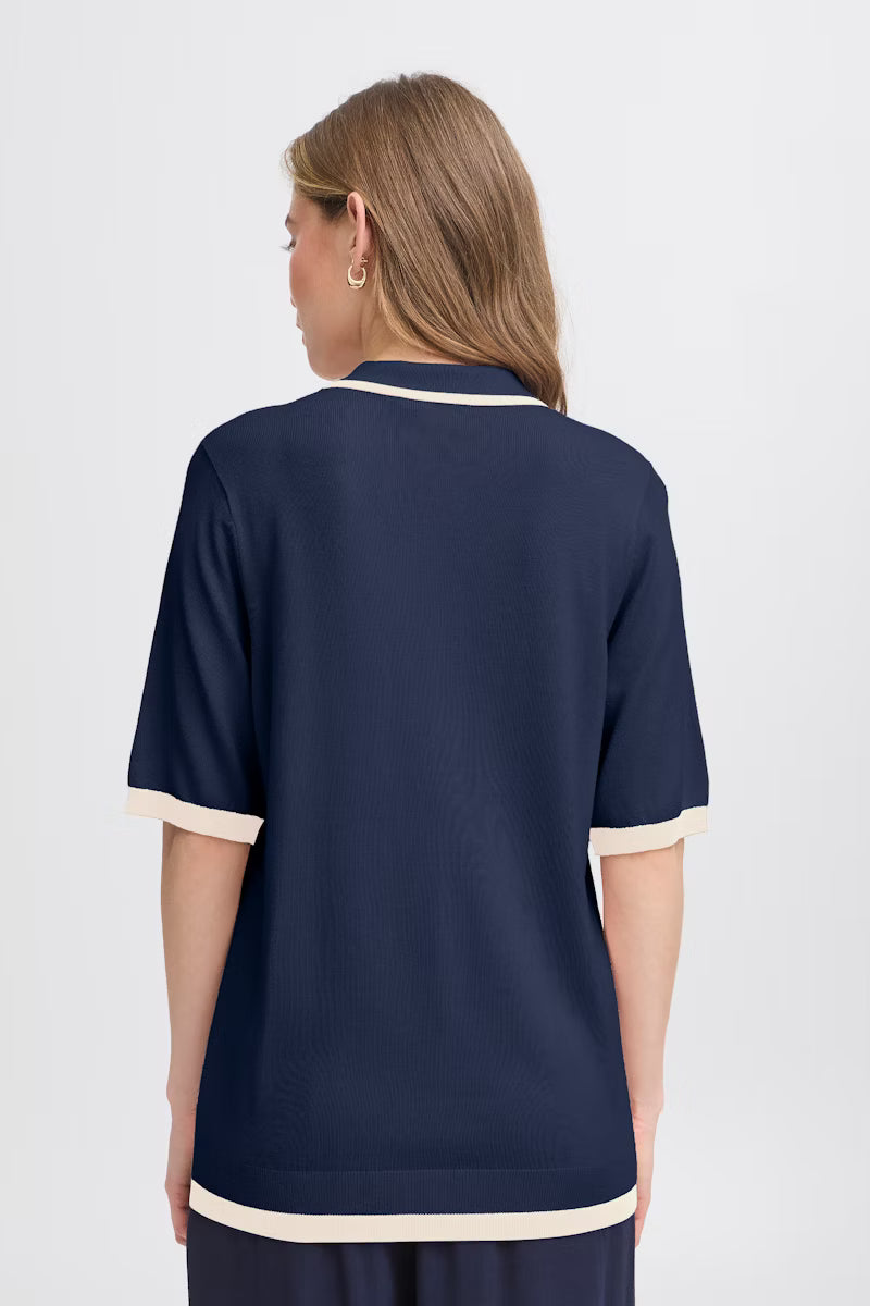 Fransa short sleeve collar top
