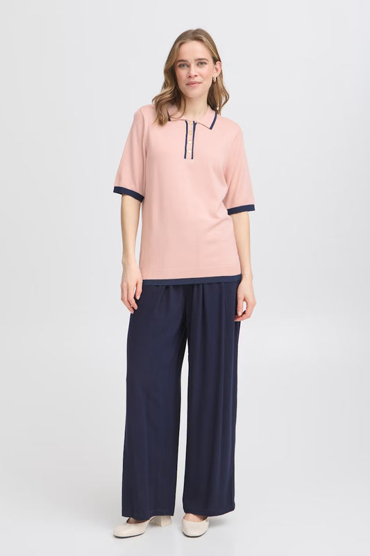 Fransa short sleeve collar top