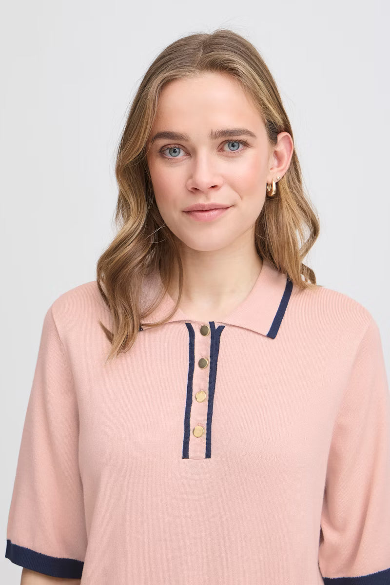 Fransa short sleeve collar top