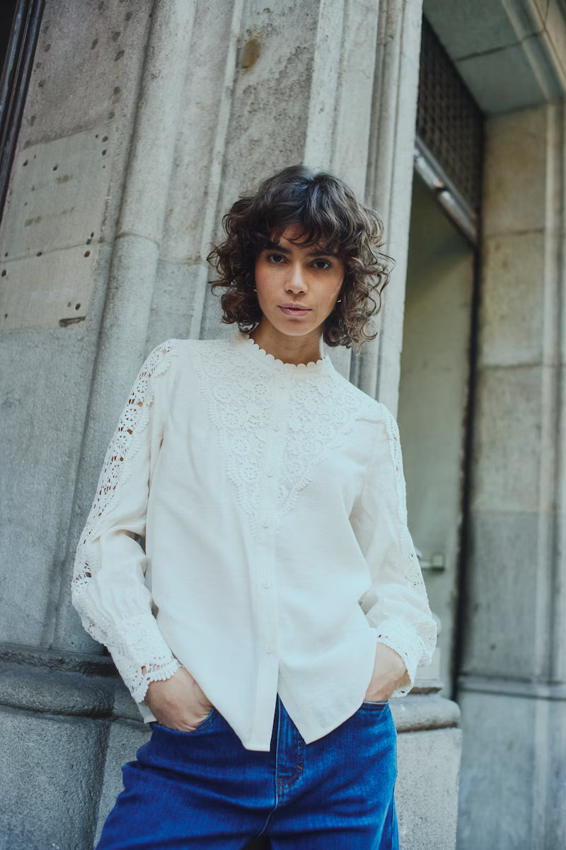 Fransa FrBlondie BL 4 Blouse with Lace Sleeve