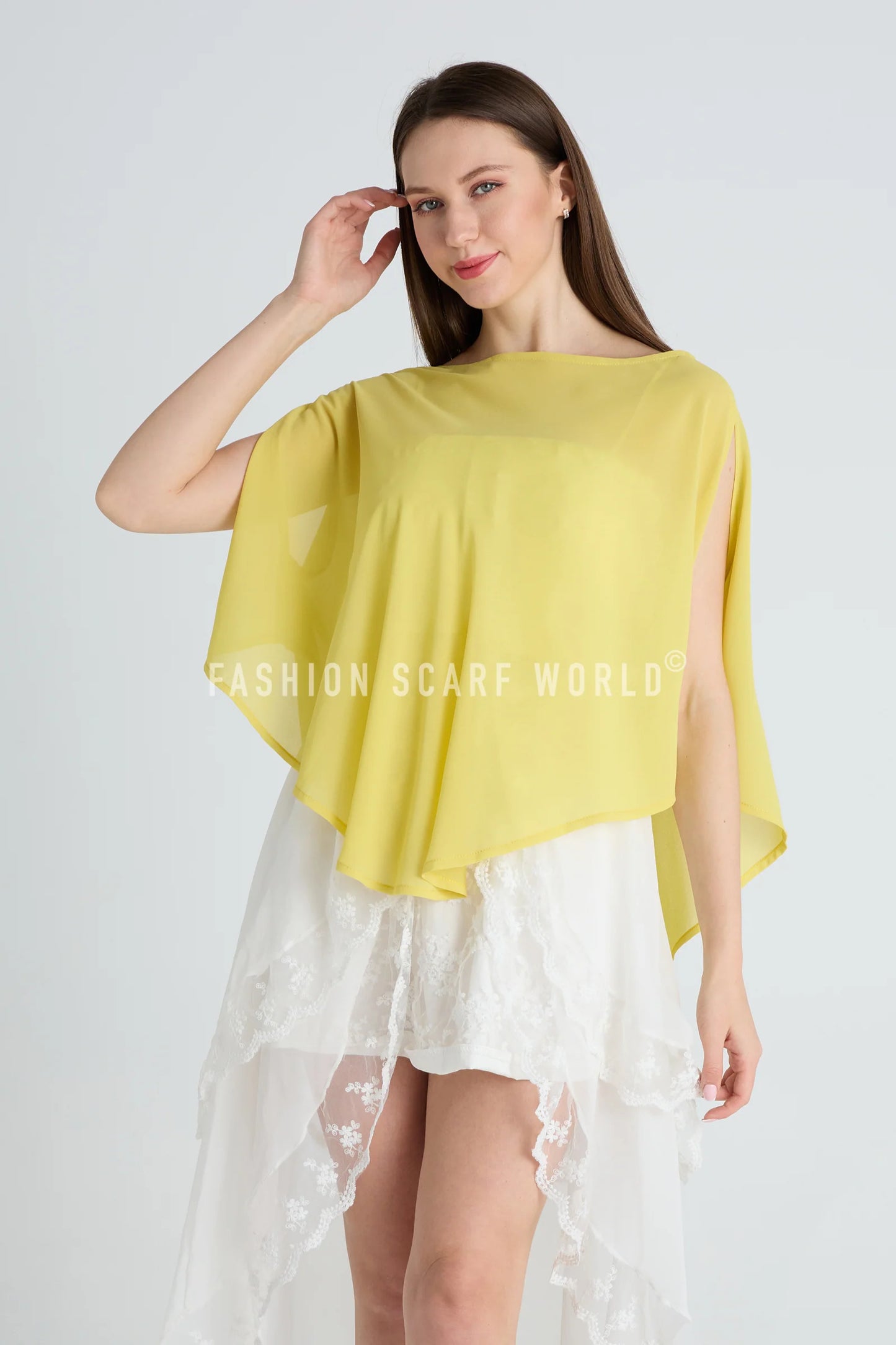 Plain Chiffon Poncho Cover Up