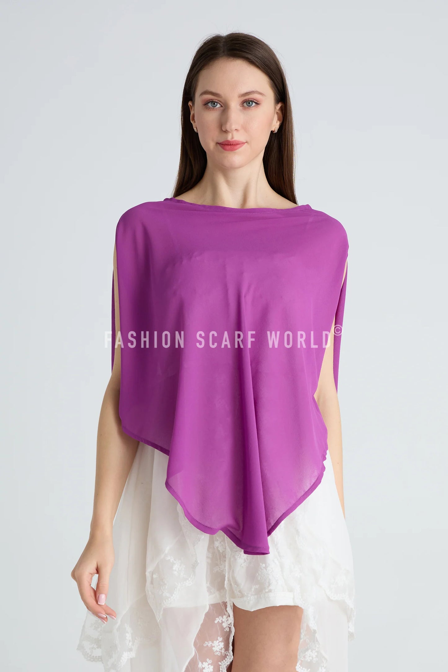 Plain Chiffon Poncho Cover Up