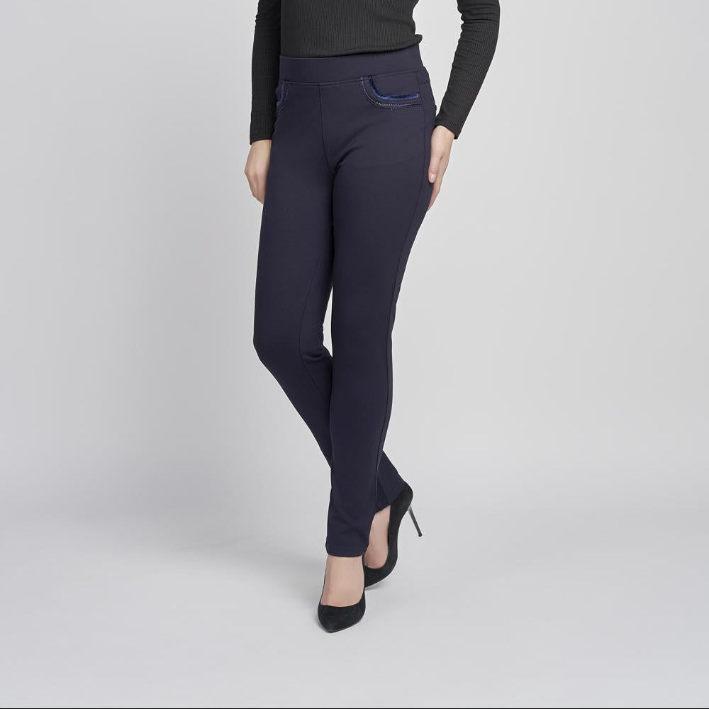 Pinns 405T Navy Blue Ponte Jean Style Trousers