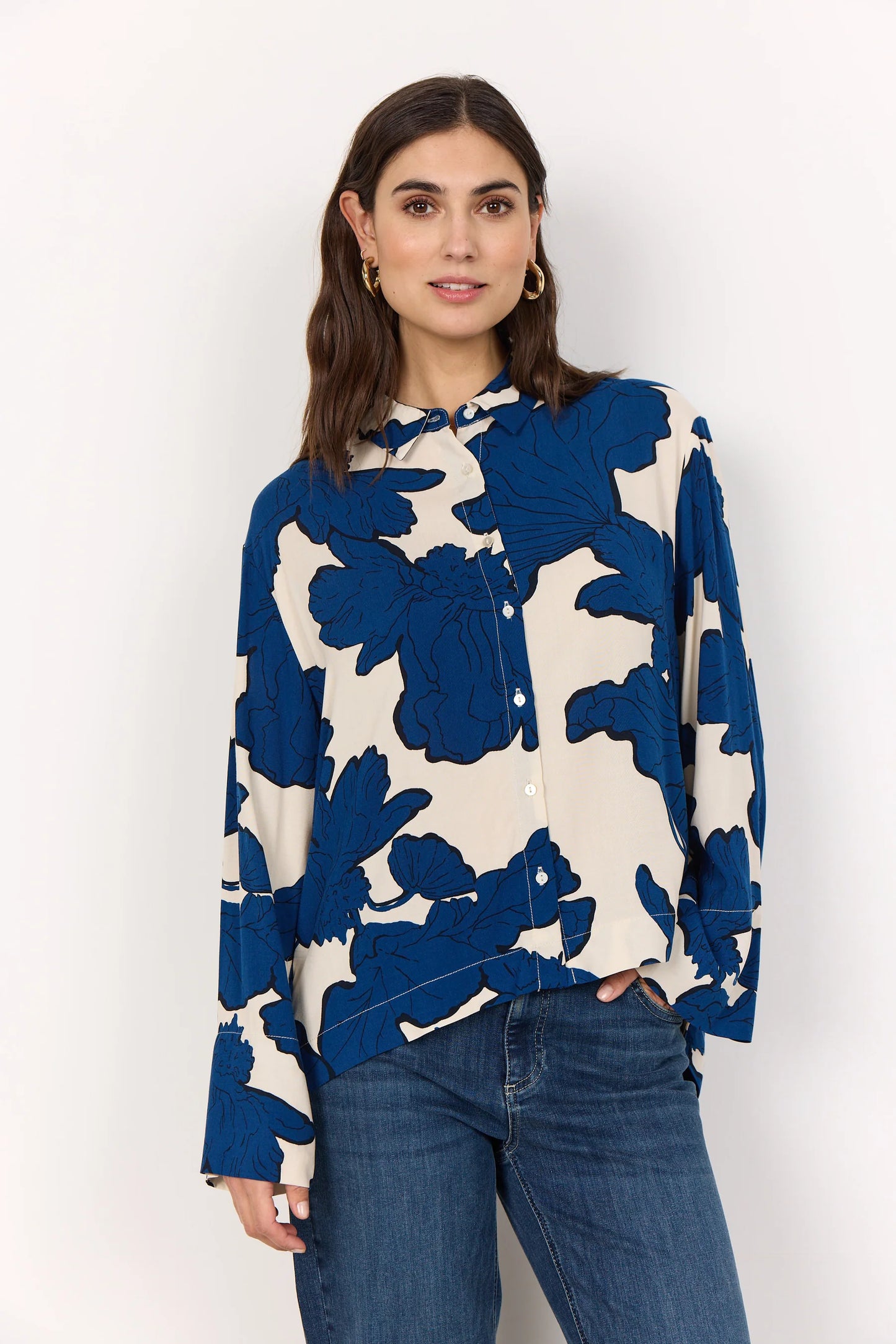 Soyaconcept Vigdis Blue & Cream Floral Blouse