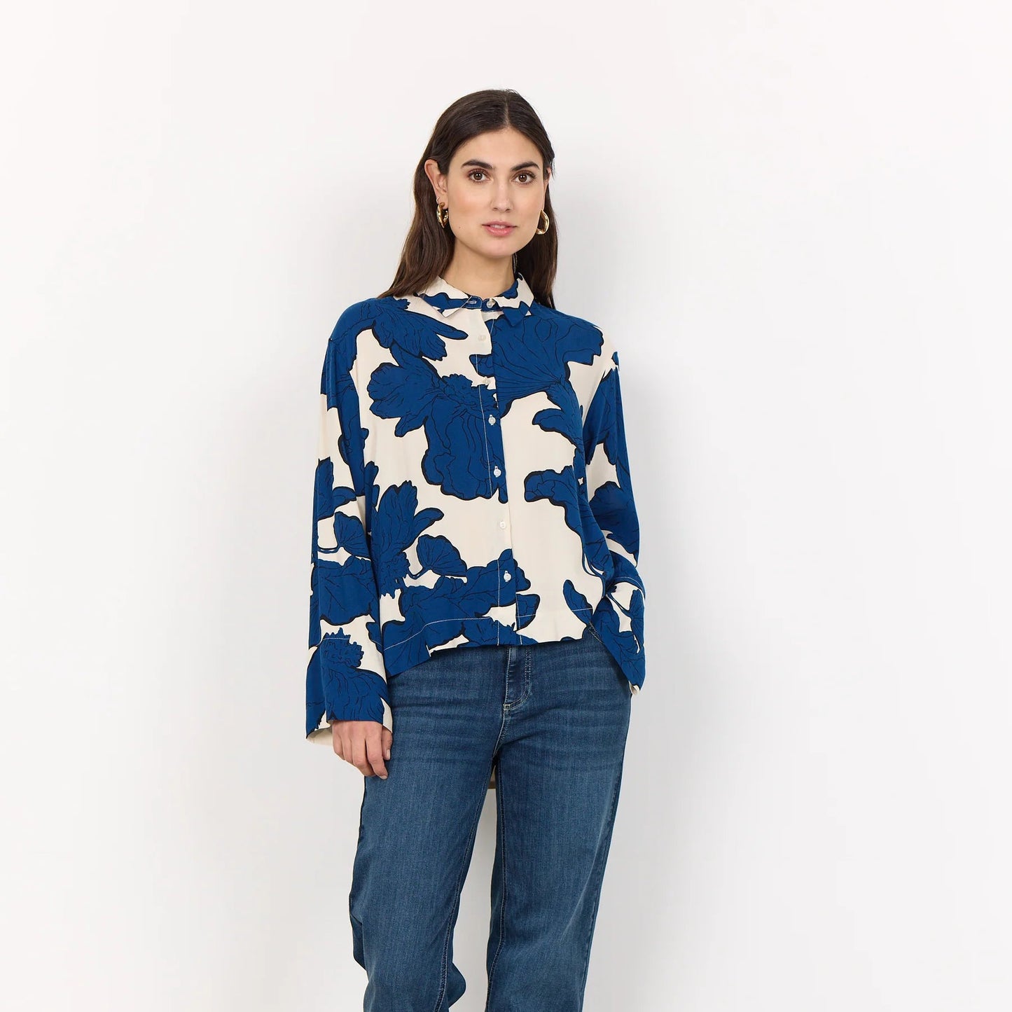Soyaconcept Vigdis Blue & Cream Floral Blouse