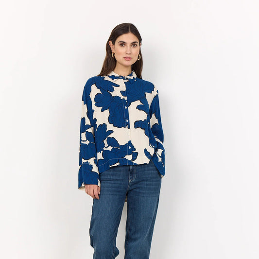 Soyaconcept Vigdis Blue & Cream Floral Blouse