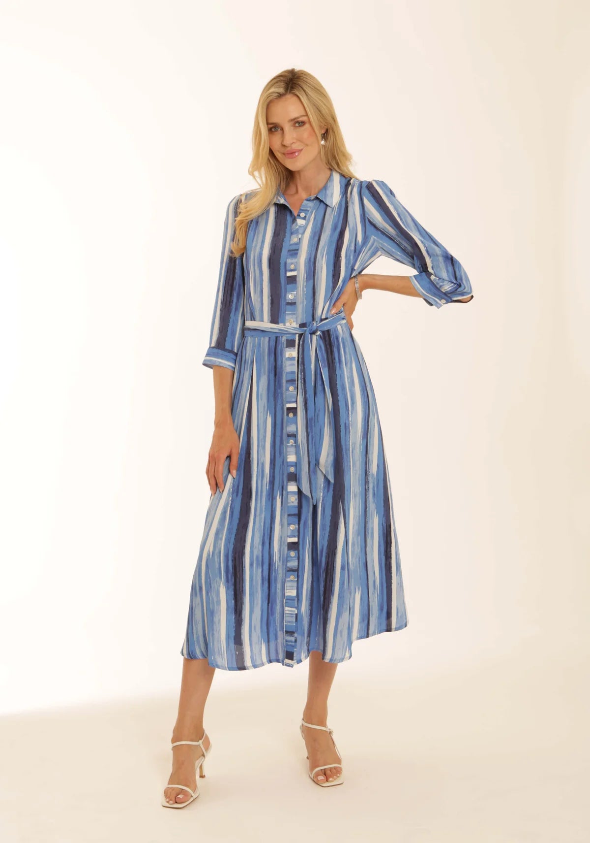 Pomodoro 42615 Stripe Shirt Dress