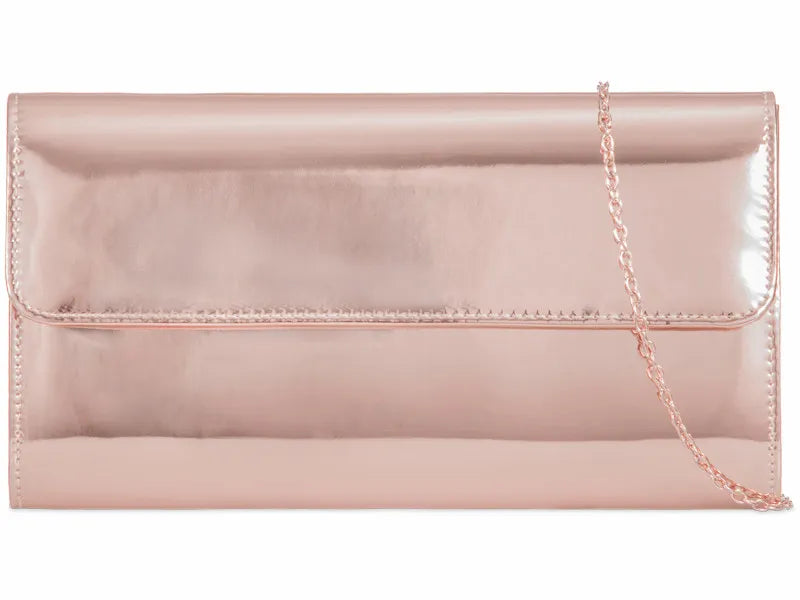 Koko Rose gold Metallic patent clutch 457