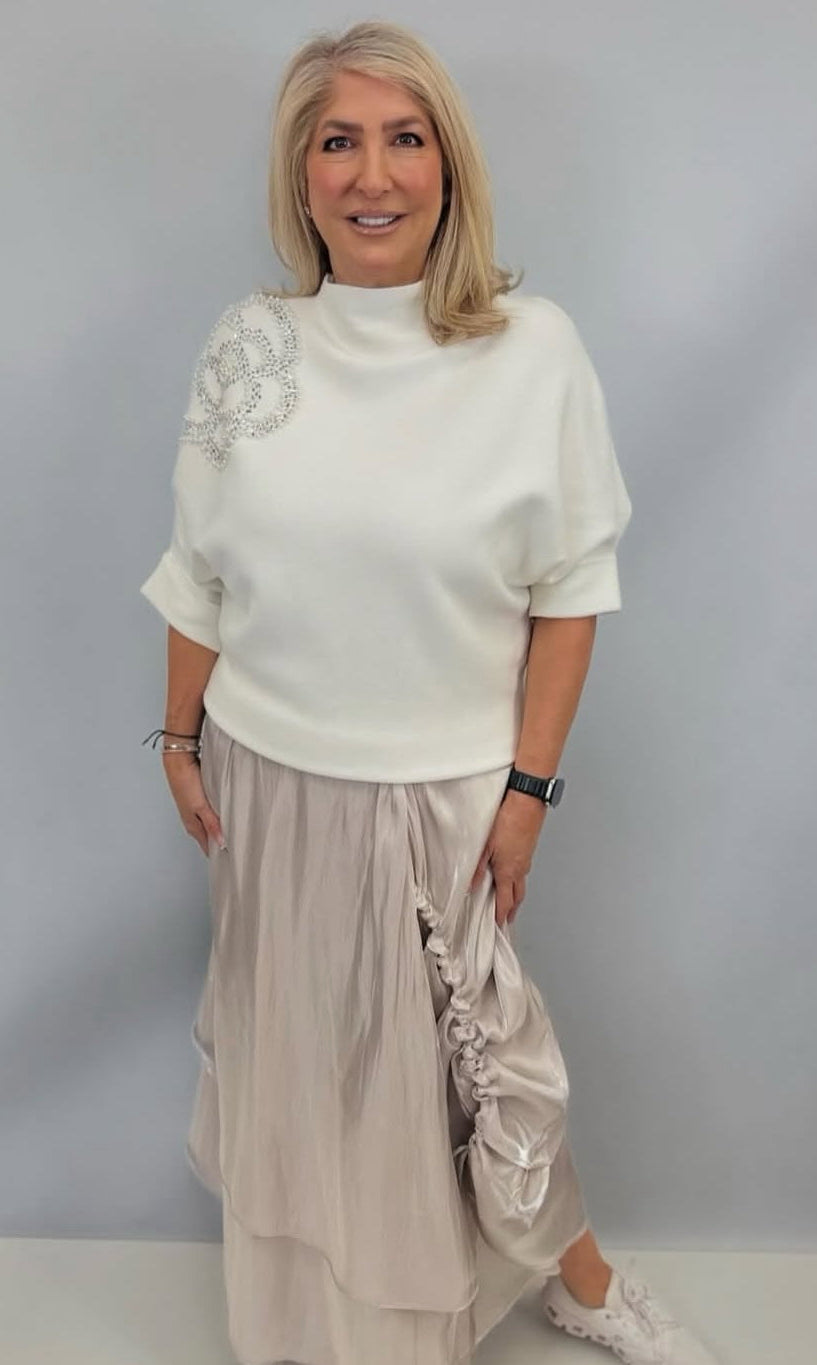 Malissa J WF2073 Double Layer Textured Sateen Skirt