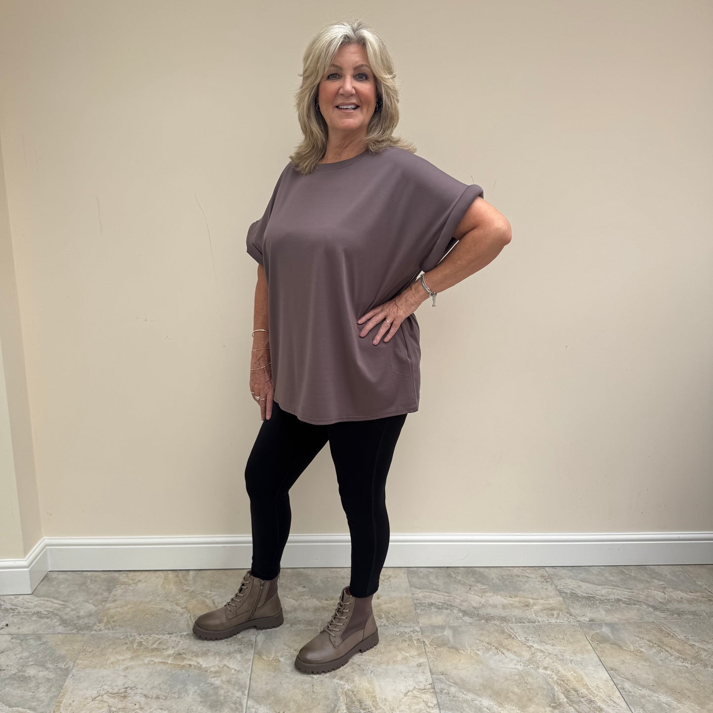 Malissa J WF2589A Short Sleeve Round Neck Top