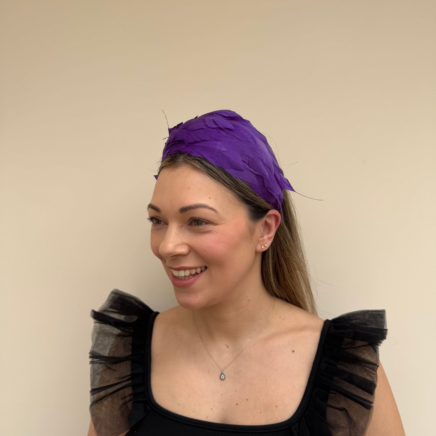 J Bees JB26/143 Purple Feather Headband Fascinator