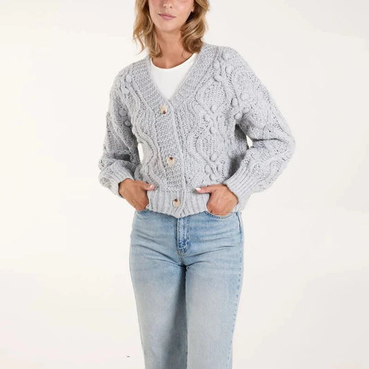 Wild Flower Chunky Cable Knit Cardigan