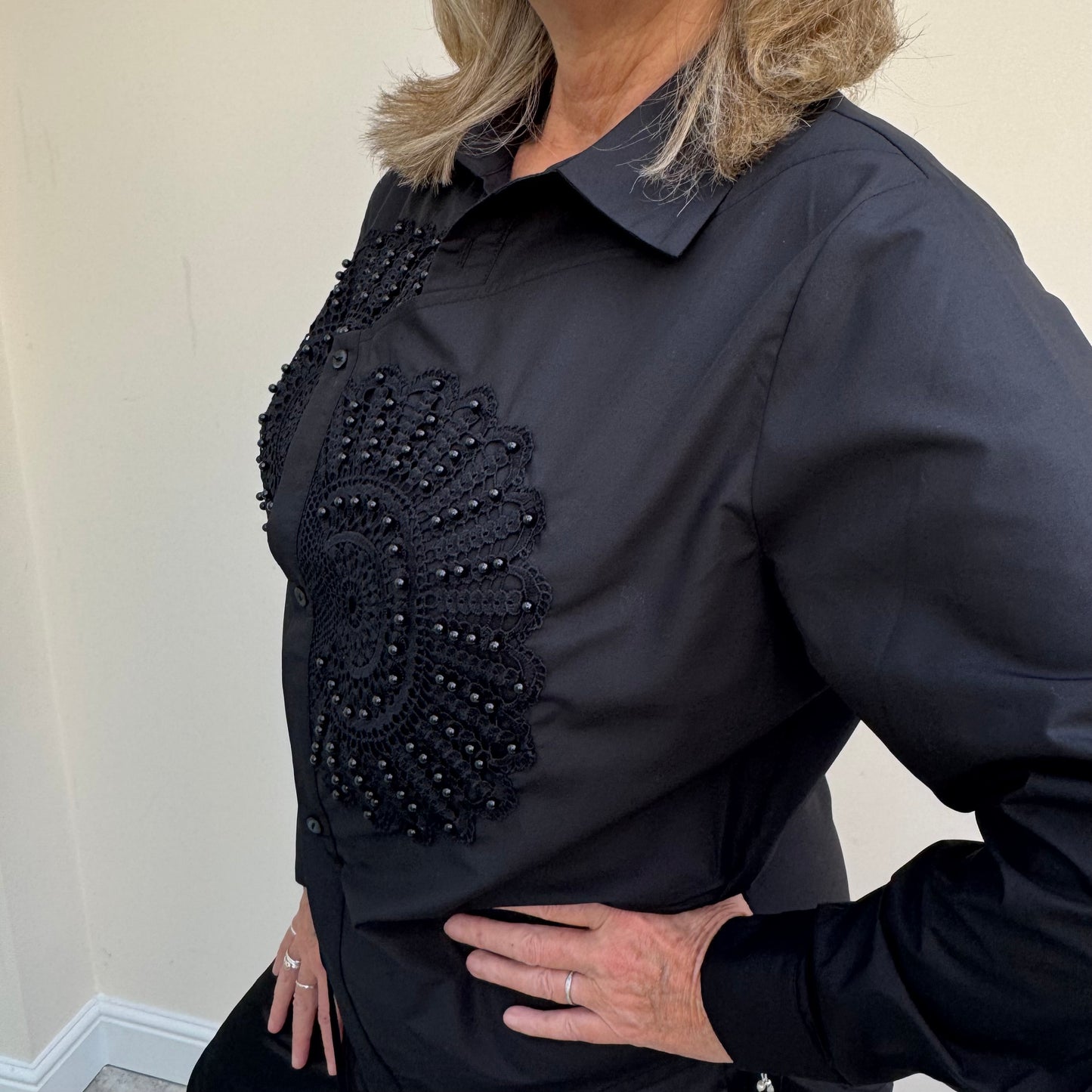 Malissa J WF2573 Beaded Applique Shirt