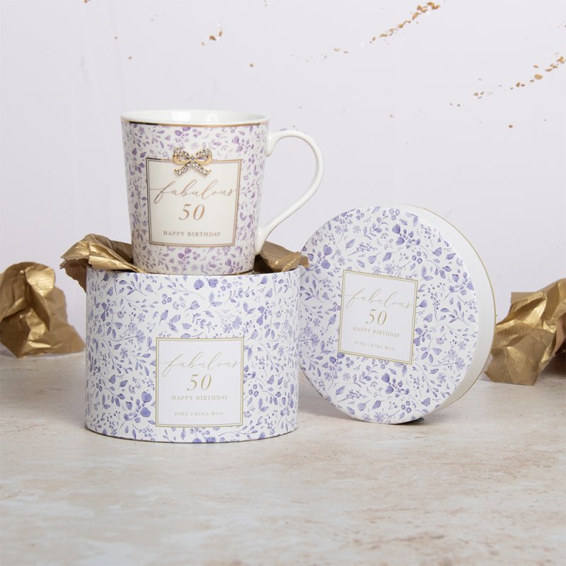 Hearts Design Mug 50th Birthday Multi