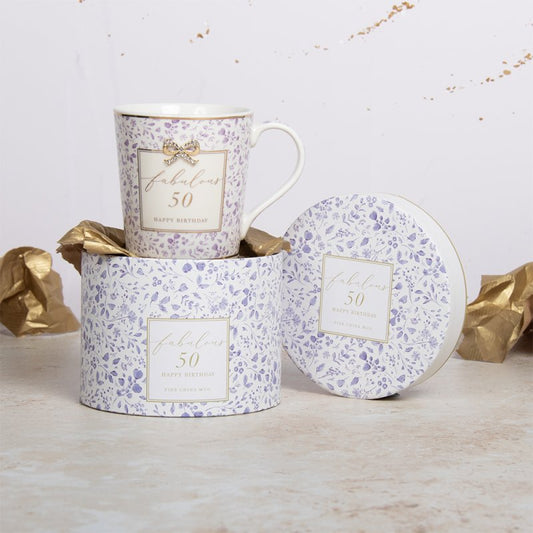 Hearts Design Mug 50th Birthday Multi