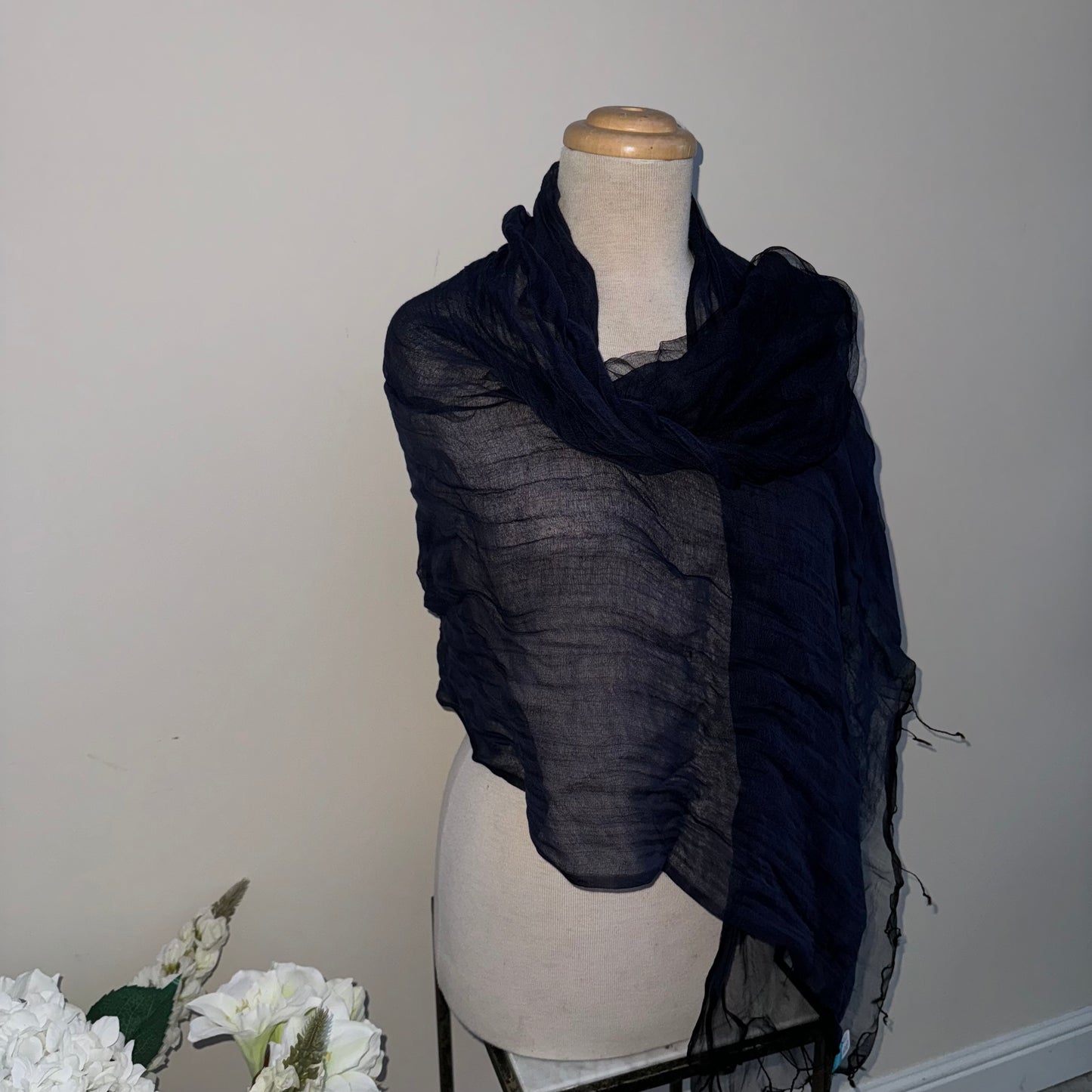 Max and Ellie CS8 Navy Silk & Cotton Wrap