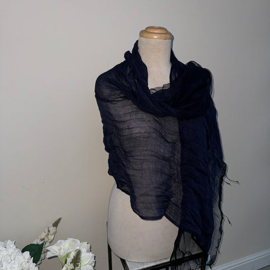 Max and Ellie CS8 Navy Silk & Cotton Wrap