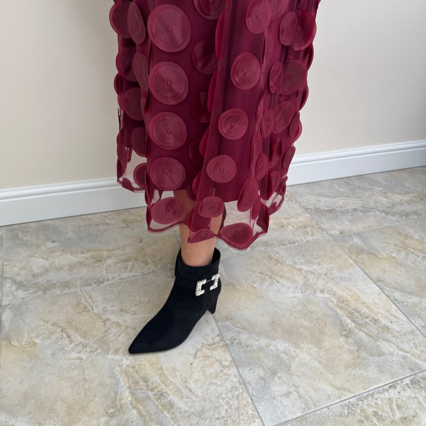 Malissa J WF1965A Mixed Jersey Circle Mesh Dress